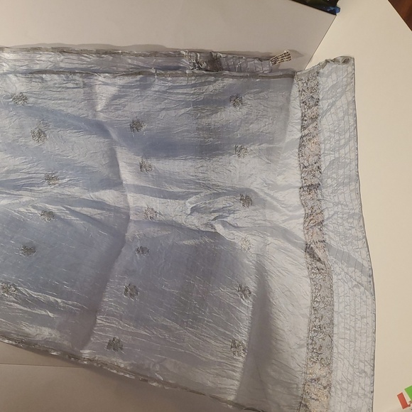 Vintage Light Blue Pure Wild Sild India Scarf 69 Inches X 22 Inches